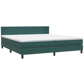 vidaXL Cama Box Spring Con Colch&oacute;n Terciopelo Verde Oscuro 180x220 Cm Vidaxl