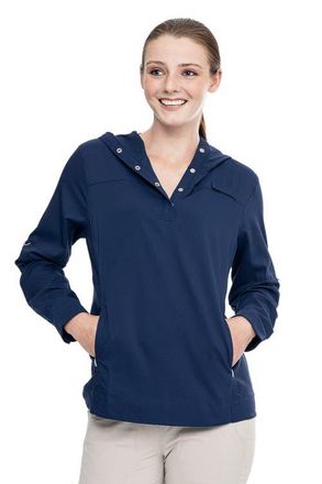 Coolibar Womens Sea Spray Henley Hoodie, UPF 50+ Sun Protection in Navy at Nordstrom, Size X-Large