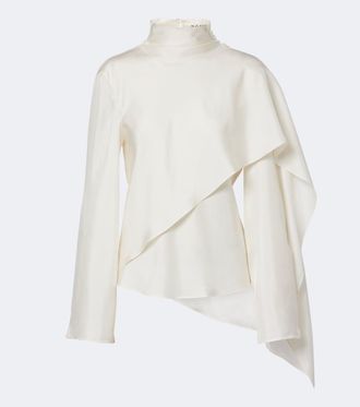 R&oacute;he R&oacute;he Caped silk satin turtleneck top