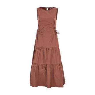 PESERICO Kleedjes, Dames, Bruin, S, Katoen, Mouwloze Jurk