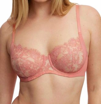 Skarlett Blue Entice Lace Side Support Full Coverage Bra In Geranium/cashmere