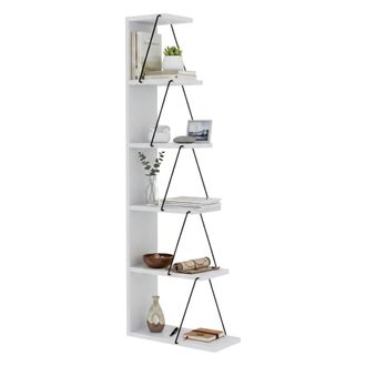 Dmora Estante Para Libros Mizar, Estante De Oficina, Porta Libros M&oacute;vil, Biblioteca, 50x22h150 Cm, Blanco Y Negro, Con Embalaje Reforzado - Dmora