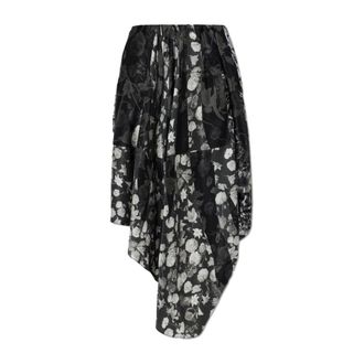 Maison Margiela Midi Skirts, female, Gray, Size: XS Floral Draped Asymmetric Skirt