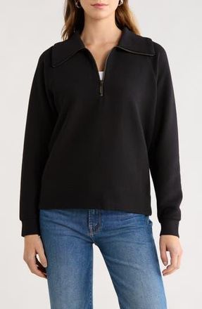Caslon Ottoman Half Zip Pullover in Black at Nordstrom Rack, Size Xx-Small