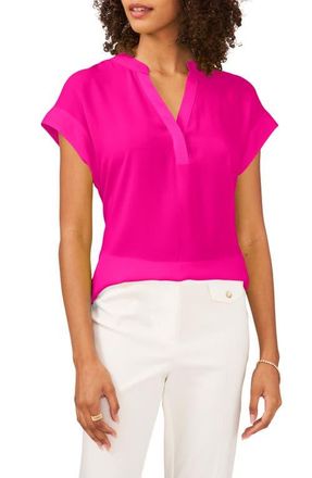 Chaus Split Neck Georgette Blouse in Exuberant at Nordstrom, Size X-Large