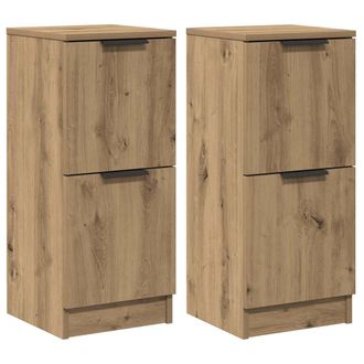 vidaXL Aparadores 2 Uds Madera Ingenier&iacute;a Roble Artisian 30x30x70 Cm Vidaxl