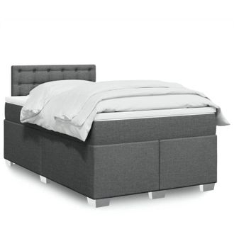 vidaXL Cama Box Spring Con Colch&oacute;n Tela Gris Oscuro 120x190 Cm Vidaxl