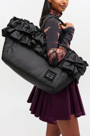 Ganni Black XXL Ruffle Tote