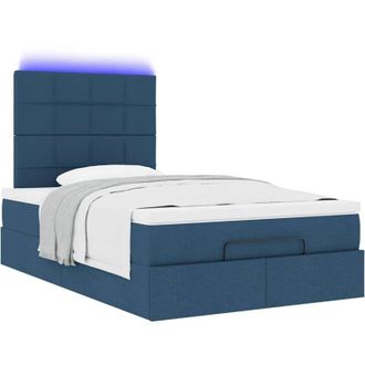 vidaXL Vidaxl - Estructura De Cama Otomana Con Colch&oacute;n Tela Azul 120x200cm