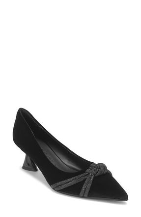 Aerosoles Jacey Crystal Embellished Satin Pump in Black Velvet at Nordstrom, Size 5.5