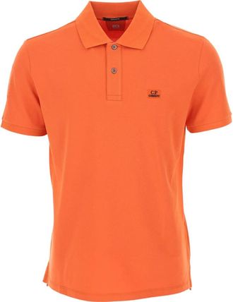 C.P. Company Polo shirt met logo patch en korte mouwen - Heren - Polos - Oranje - XL - Tops