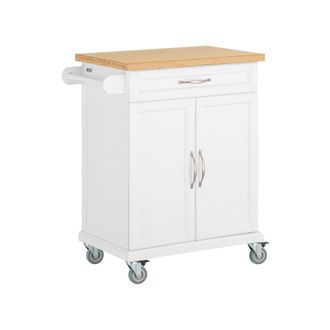SoBuy Carrito de cocina con 2 puertas y 1 caj&oacute;n mdf blanco