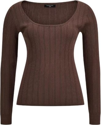 Marciano Zoe Scoop Neck Sweater Top - Dames - Ronde hals truien - Bruin - L - Truien & Vesten