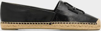 Tory Burch Ines Leather Double T Espadrilles