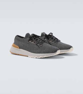 Brunello Cucinelli Leather-trimmed sneakers