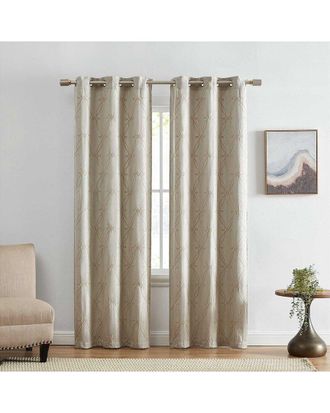 Elrene Set Of 2 Palmetto Lattice Embroidered Blackout Window Curtain Panels