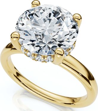 Pompeii3 Certified 3 1/10Ct Hidden Halo Diamond Engagement Ring 14k Gold Lab Grown