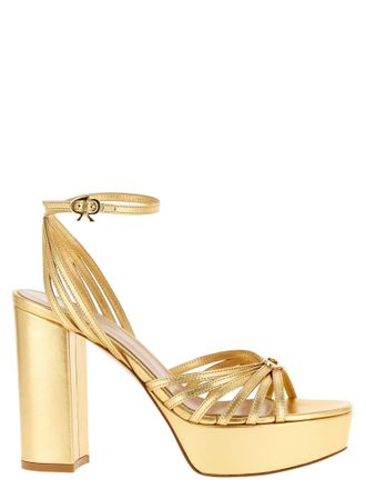 Gianvito Rossi Gold Lamb Leather Stiletto Heel Womens Sandals