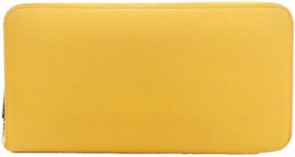 Herm&egrave;s Jaune Epsom Leather Silk Long Wallet (Bi-Fold) (Pre-Owned)