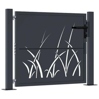 Berkfield Home Garden Gate Anthracite 105x105 cm Steel Grass Design