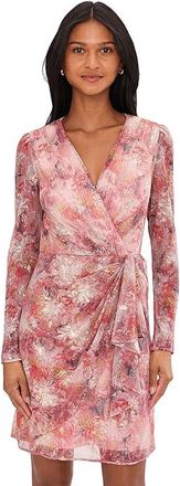 Adrianna Papell Printed Metallic Crinkle Dress Womens Dress Blush : 12, Polyester