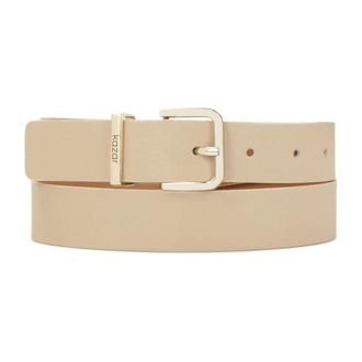 Kazar Accessoires, Dames, Beige, 100 CM, Leer, Beige riem met metalen riemlus met logo