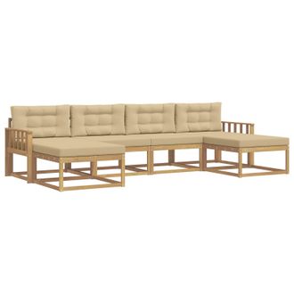 vidaXL Conjunto De Sof&aacute;s De Exterior Con Coj&iacute;n 6 Pcs Y Beige Vidaxl