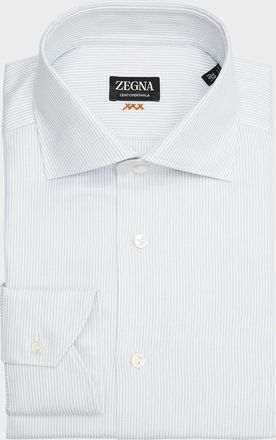 Ermenegildo Zegna Mens Narrow Stripe Centoventimila Cotton Dress Shirt