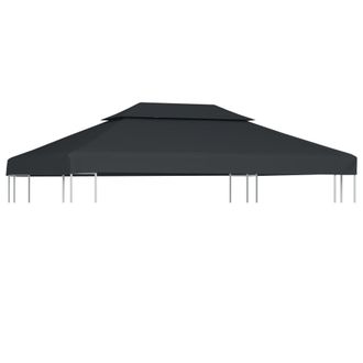 Berkfield Home 2-Tier Gazebo Top Cover 310 g/m &sup2; 4x3 m Anthracite in Black