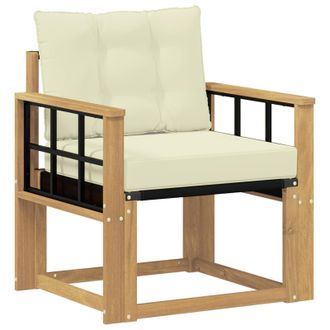 vidaXL Sof&aacute; De Exterior Madera Maciza De Acacia Y Textileno Blanco Vidaxl