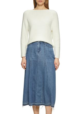 s.Oliver Strickpullover S.OLIVER, Damen, Gr. 44, weiss (sanftes wei&szlig;), Strick, Obermaterial: 60% Baumwolle, 40% Polyacryl, unifarben, regular fit taillenbedeck