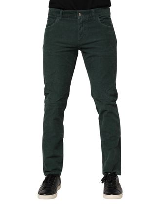 Dolce & Gabbana Mens Green Cotton Corduroy Skinny Pants Elastane