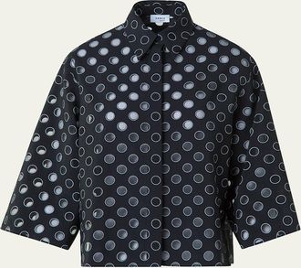 Akris Boxy Organza Polka Dot Blouse