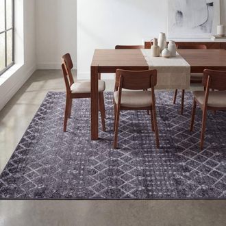 Jonathan Y Designs Leila Moroccan Diamond Trellis Non-Slip Machine-Washable Area Rug in Gray/ivory at Nordstrom, Size 2Ft 0In X 8Ft 0In