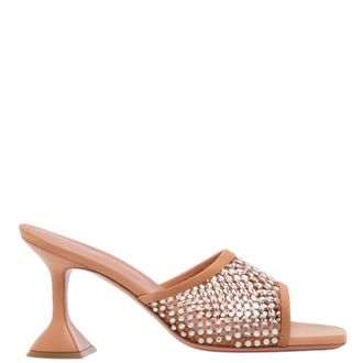 Amina Muaddi Lupita Crystal Sandals With Square Toe And Sculptural Heel