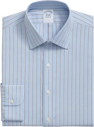 Brooks Brothers Gestreept overhemd met paisley-kraag - Blauw