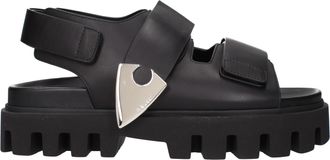 Alexander McQueen Alexander Mcqueen Herrens Schwarze Ledersandalen