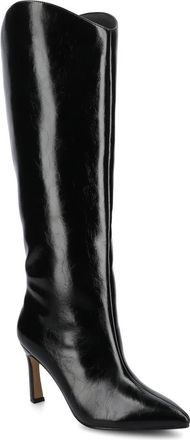 Journee Collection Rehela Pointed Toe Boot in Black Patent at Nordstrom Rack, Size 9.5 Regular Calf