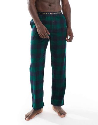 Tommy Hilfiger Original - Pantaloni da casa in flanella verdi a quadri-Multicolore