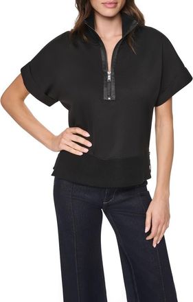 DKNY Soho Half Zip Ponte Pullover in Black at Nordstrom, Size X-Small