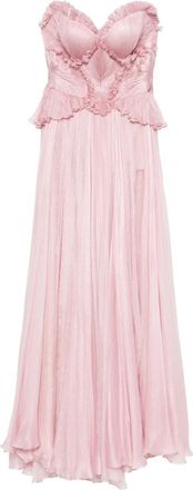 Iris Serban Abito senza spalline con ruches - Rosa