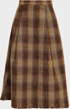 Toccin Stacy Plaid A-Line Midi Skirt
