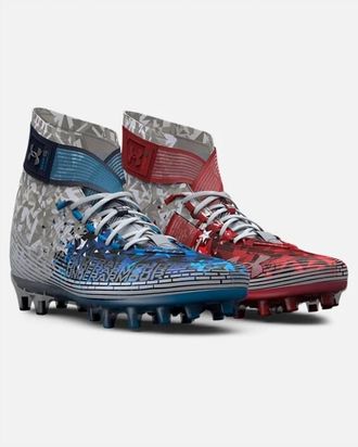 Under Armour Mens Highlight Mc Le Usa Football Cleats Shoes In White Red