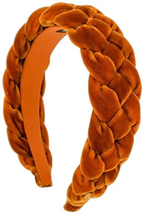 Alexandre de Paris Nocturne Braided Velvet Headband in Orange at Nordstrom