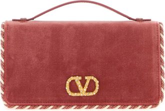 Valentino Garavani Pink Velvet Vlogo Signature Handbag