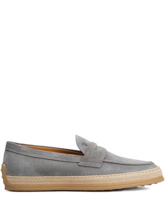 Tod's Mocassini penny in pelle scamosciata - Grigio