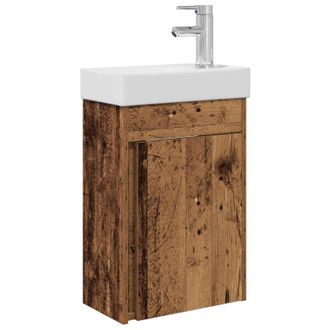 vidaXL M&oacute;dulo De Ba&ntilde;o Con Grifer&iacute;a Madera Envejecida Vidaxl
