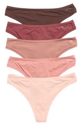 Danskin 5-Pack Lightweight Thongs in Cedar Blush/Deep Oak at Nordstrom Rack, Size Medium