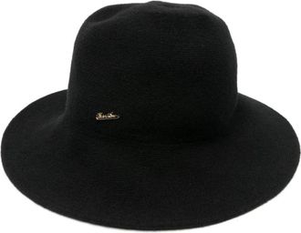 Borsalino Fijngebreide Hoed met Brede Rand - Dames - Hoeden - Zwart - ONE Size - Accessoires