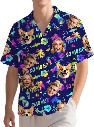 Generic Custom Hawaiian Shirt with Face,Personalised Halloween Hawaiian Shirts for Men Men,Funny Hawaiians Shirts for Mens,Personalised Gifts